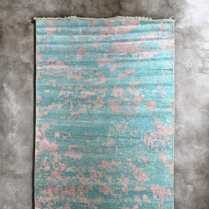 Coral Reef Abstract Hand-Knotted Bamboo Silk Carpet