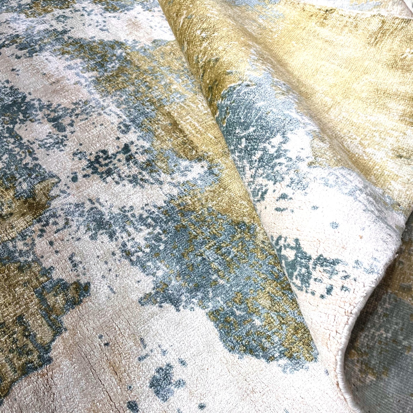 Aegean Dreams Abstract Hand-Knotted Bamboo Silk Carpet