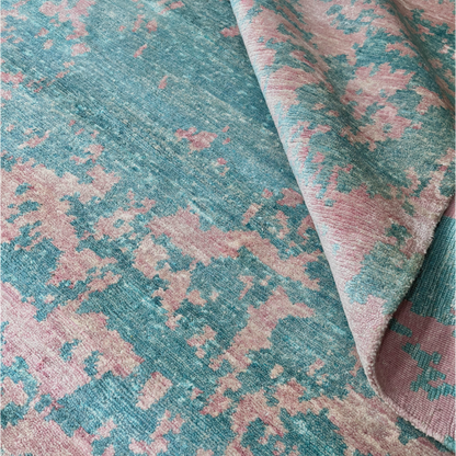 Coral Reef Abstract Hand-Knotted Bamboo Silk Carpet