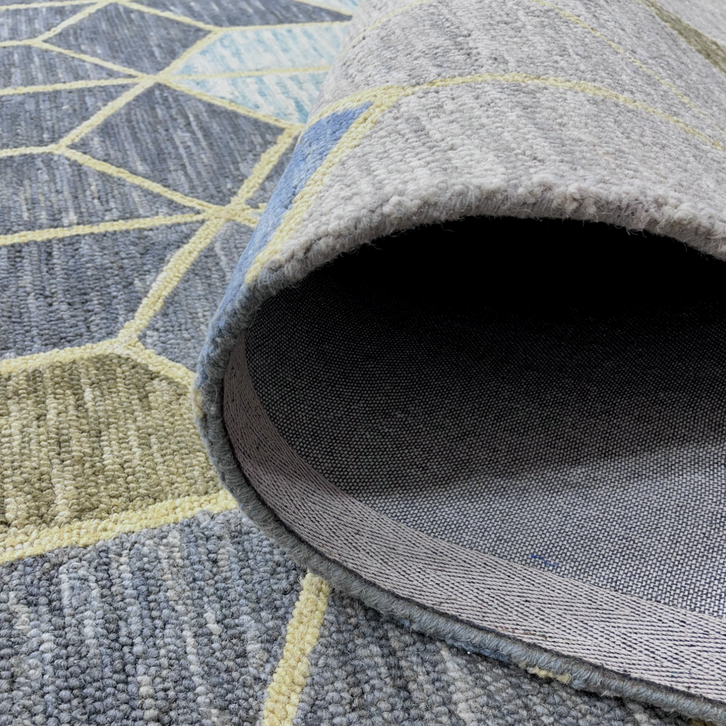 Golden Geometric Splendor Hand-Tufted NZ Wool Carpet