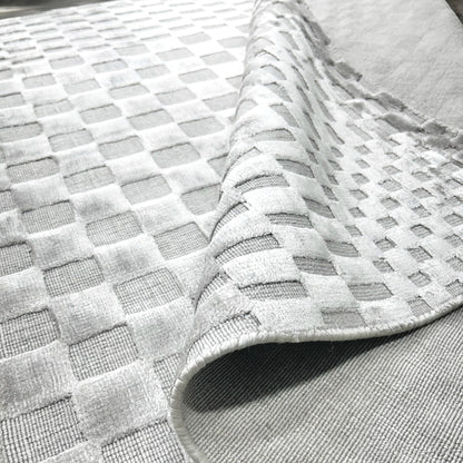 Textured Mosaic Handloomed Viscose Carpet