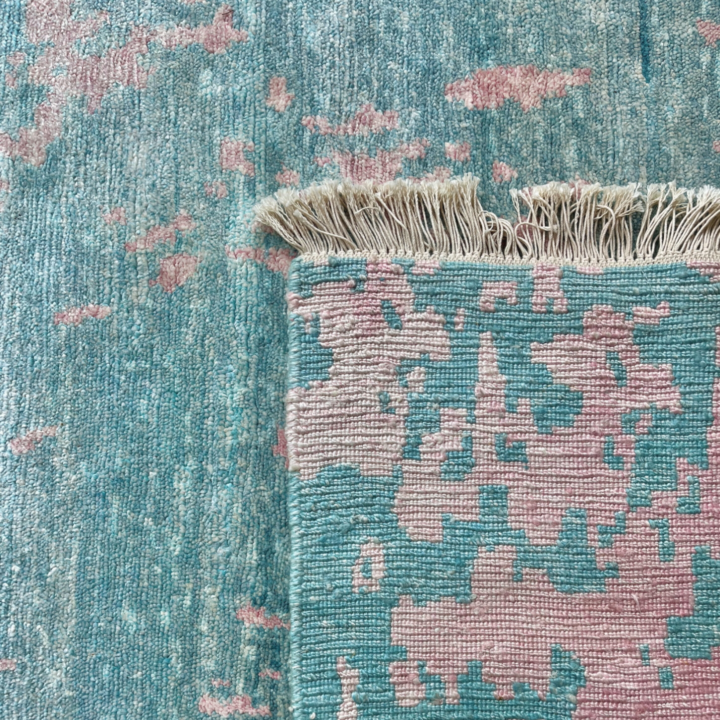 Coral Reef Abstract Hand-Knotted Bamboo Silk Carpet