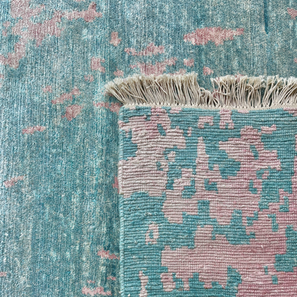 Coral Reef Abstract Hand-Knotted Bamboo Silk Carpet