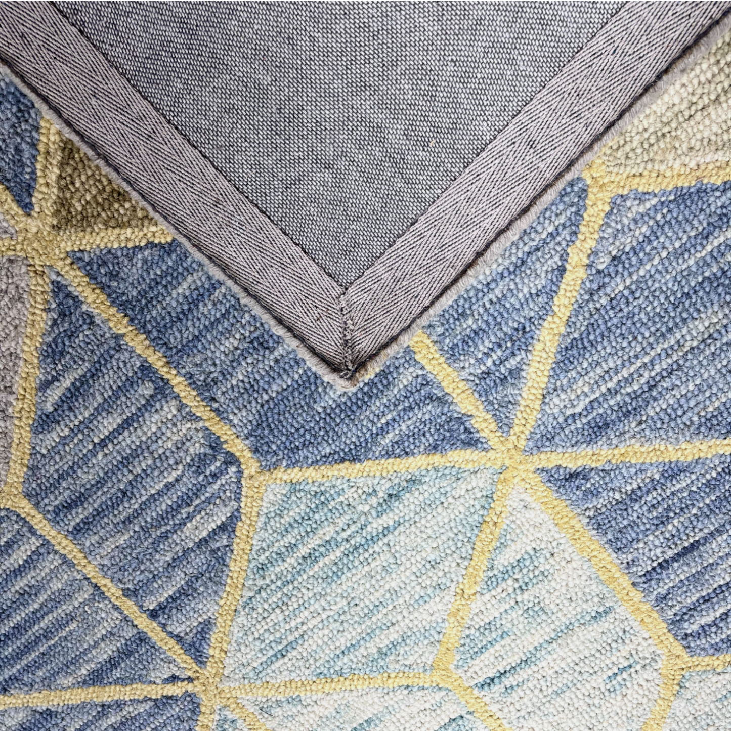 Golden Geometric Splendor Hand-Tufted NZ Wool Carpet