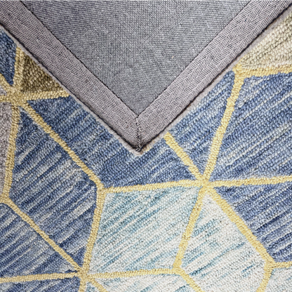 Golden Geometric Splendor Hand-Tufted NZ Wool Carpet